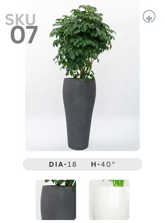 SKU-07 Fiberglass Round Modern Planter Real Stone Finish