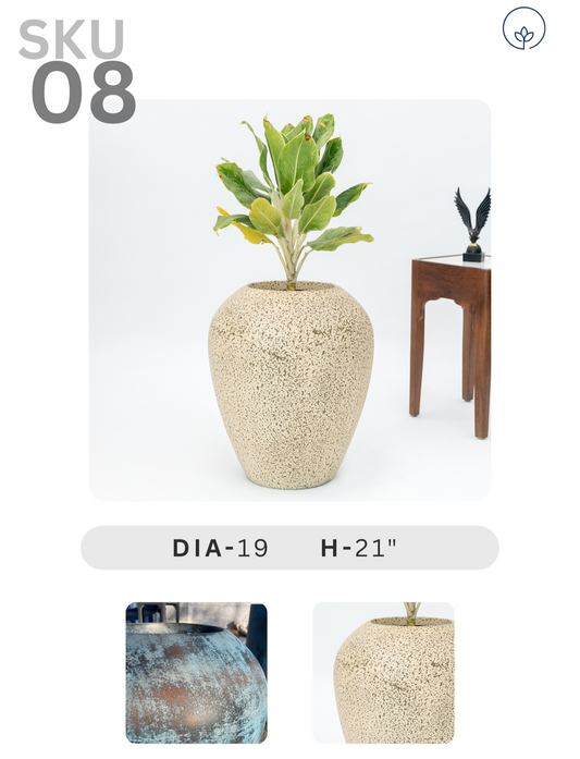 SKU-08 Fiberglass Round Modern Planter Texture Finish