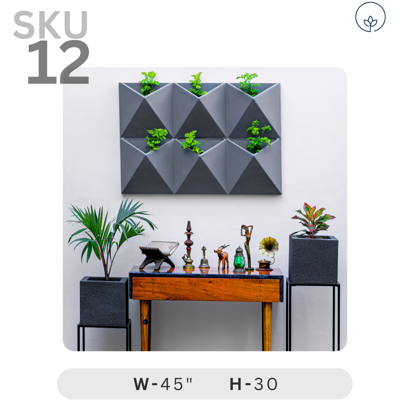 SKU-12 Fiberglass Rectangular 6 Pocket Modern Planter Texture Finish