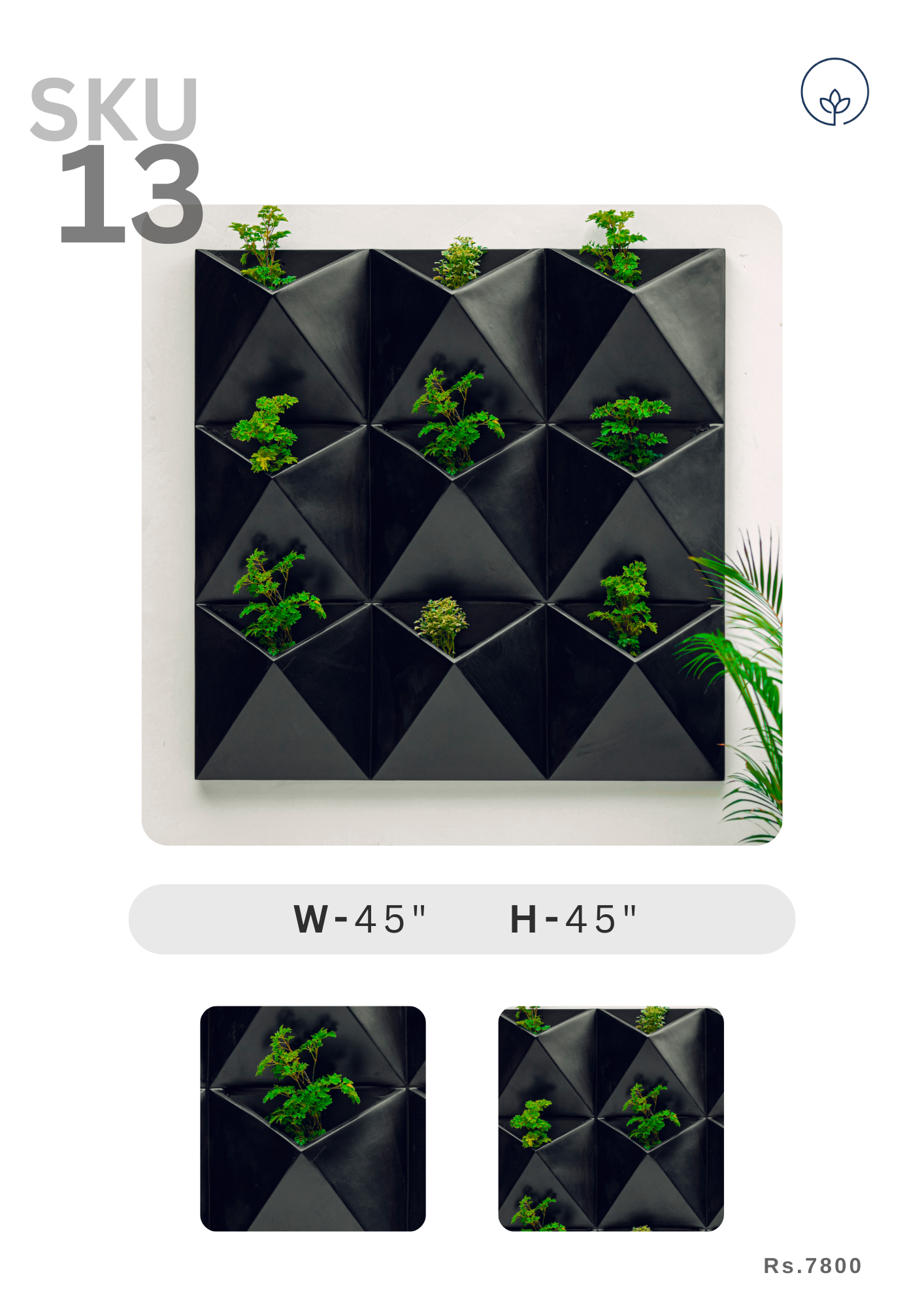 SKU-13 Fiberglass Rectangular 9 Pocket Modern Planter Texture Finish