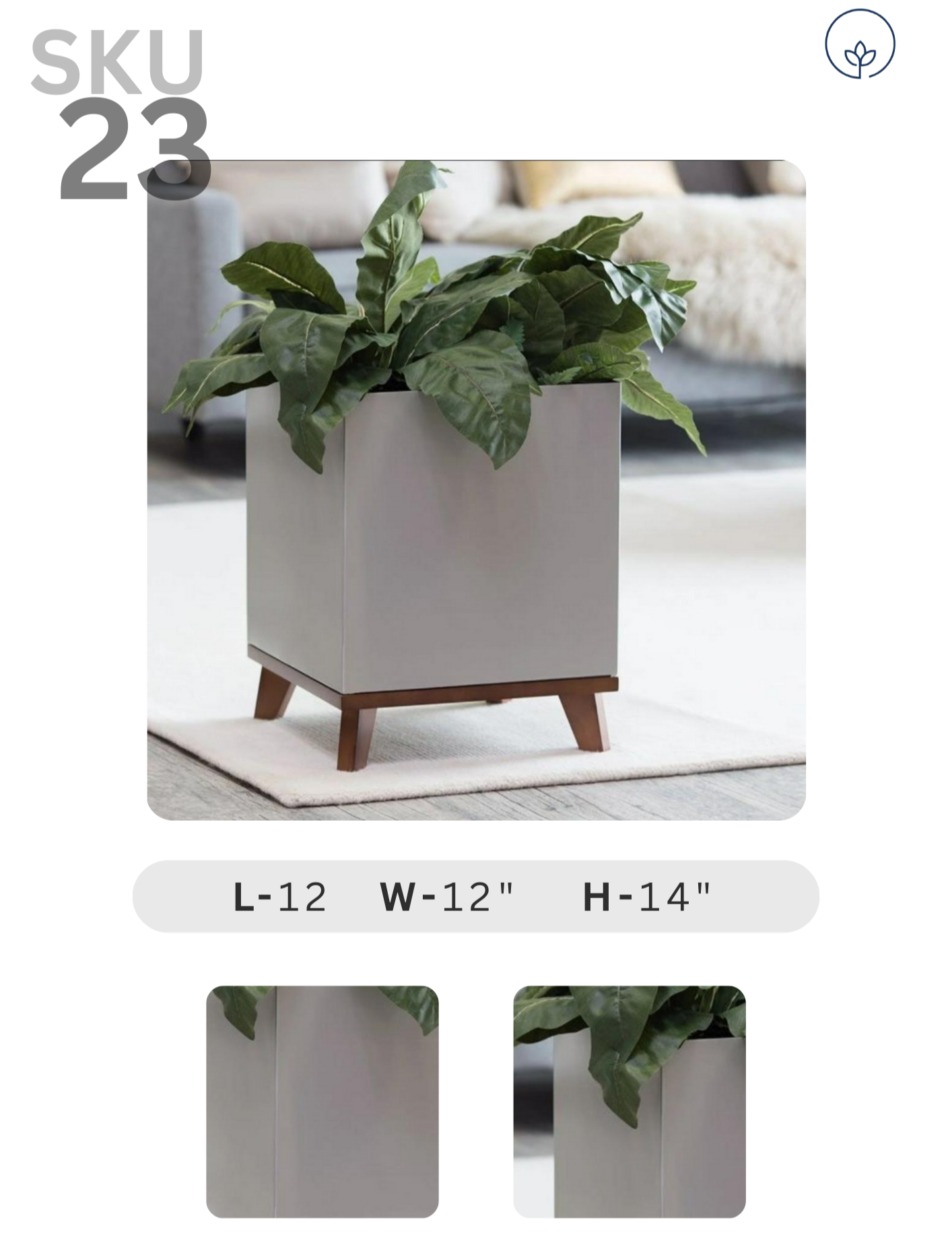 SKU-23 Fiberglass Square Modern Planter Texture Finish With Wooden Rest