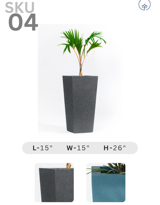 SKU-04 Fiberglass Square Modern Planter Real Stone Finish