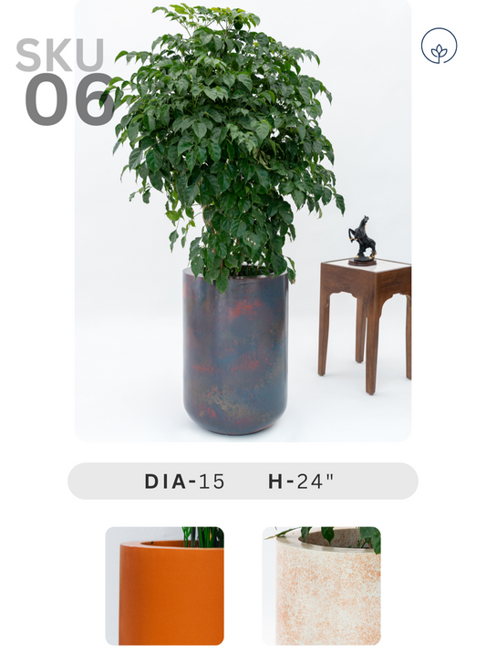 SKU-06 Fiberglass Round Modern Rustick Planter