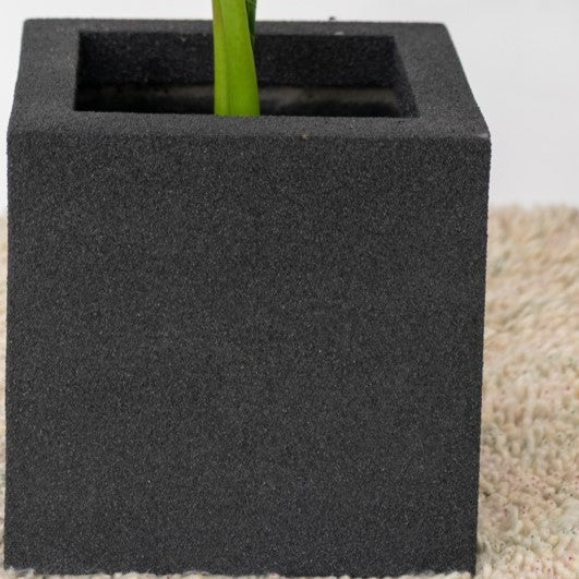 SKU-03 Fiberglass Square Modern Planter Real Stone Finish
