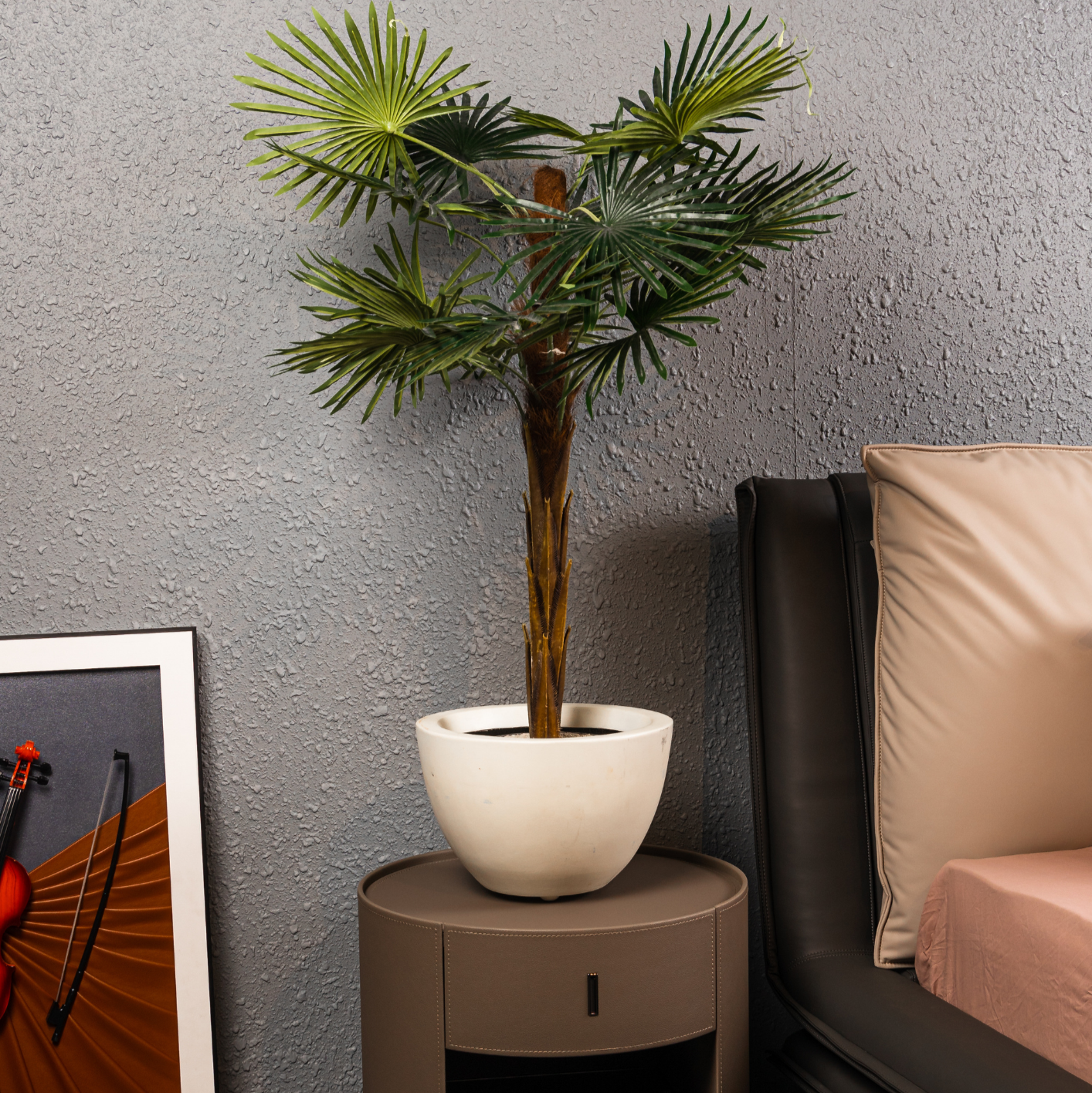 SKU-09 Fiberglass Round Modern Planter Texture Finish