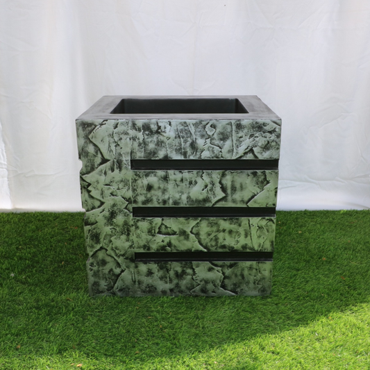 SKU-01 Fiberglass Square Modern Planter Antique Finish