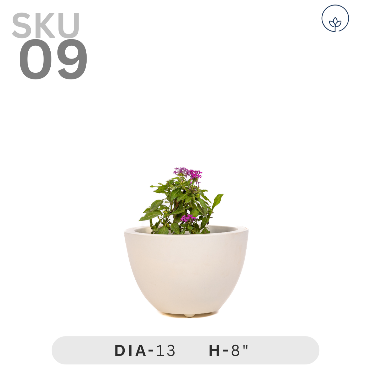 SKU-09 Fiberglass Round Modern Planter Texture Finish