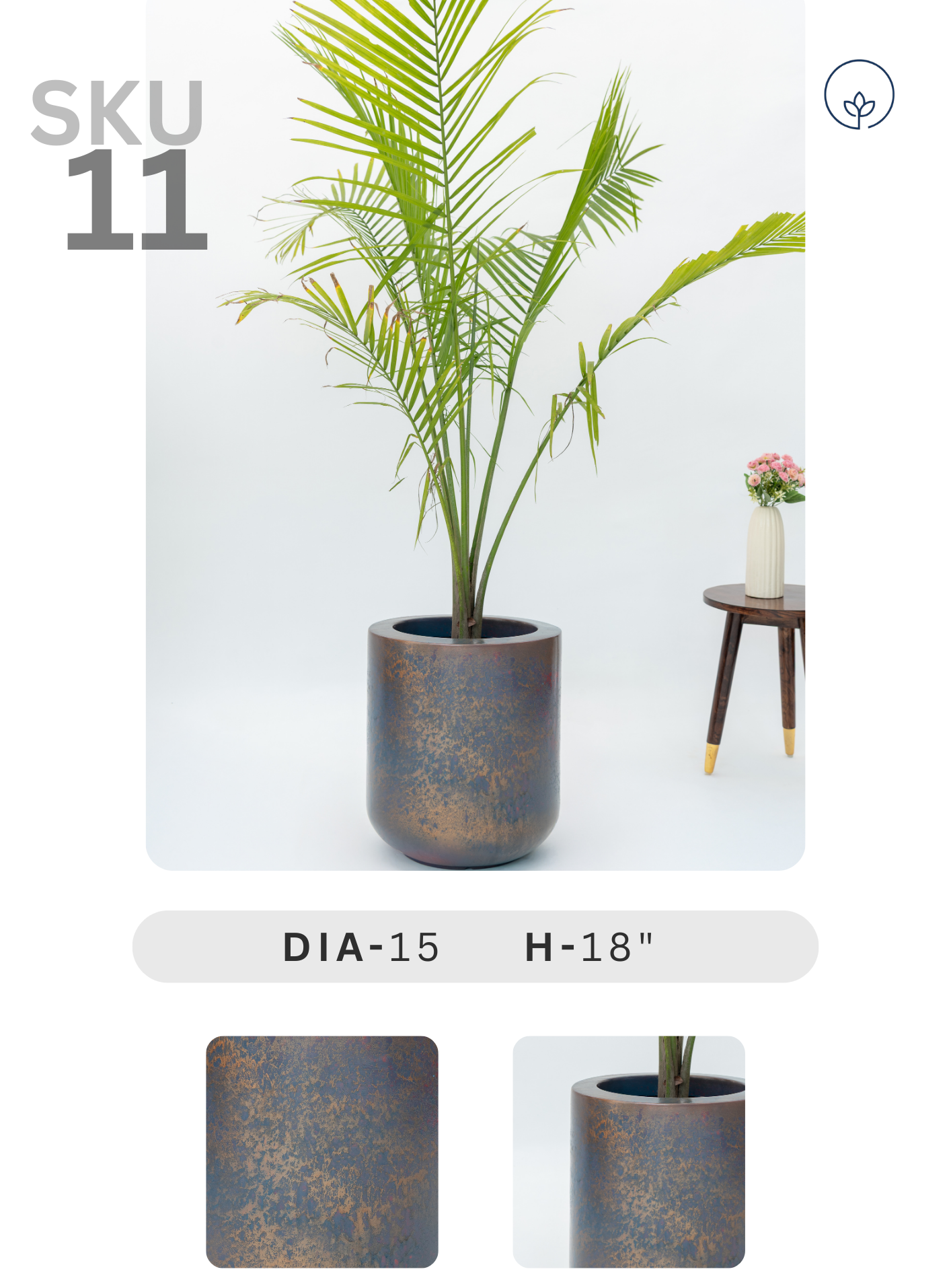 SKU-11 Fiberglass Round Modern Rustick Planter