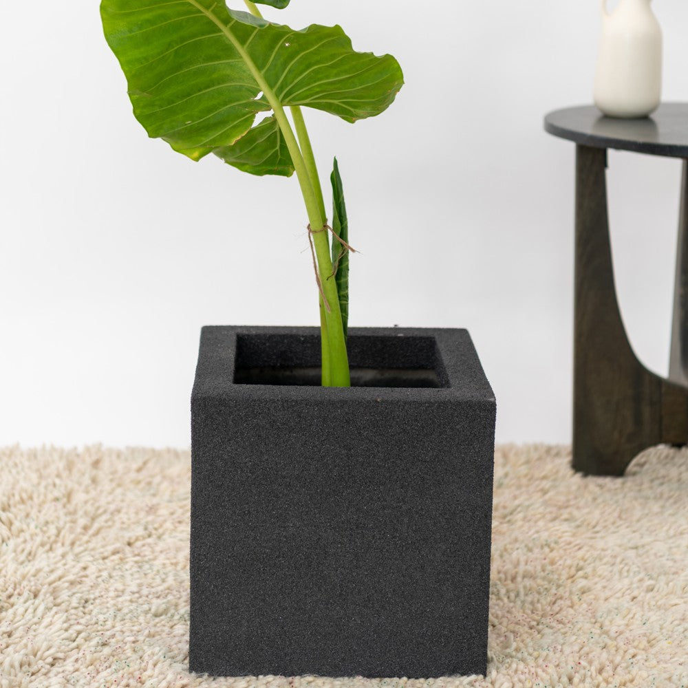 SKU-03 Fiberglass Square Modern Planter Real Stone Finish