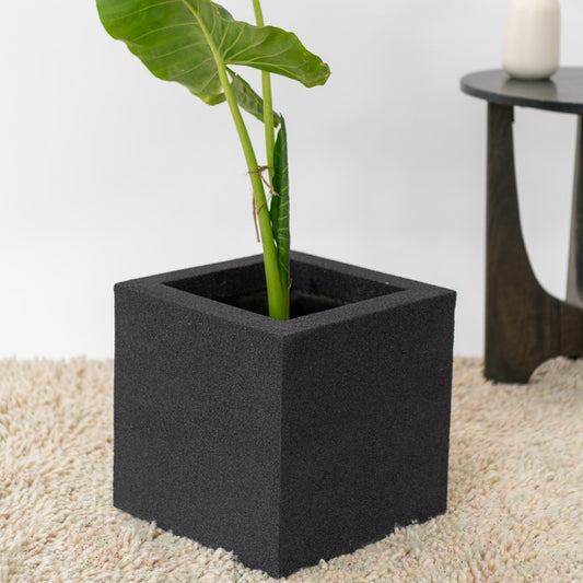 SKU-03 Fiberglass Square Modern Planter Real Stone Finish