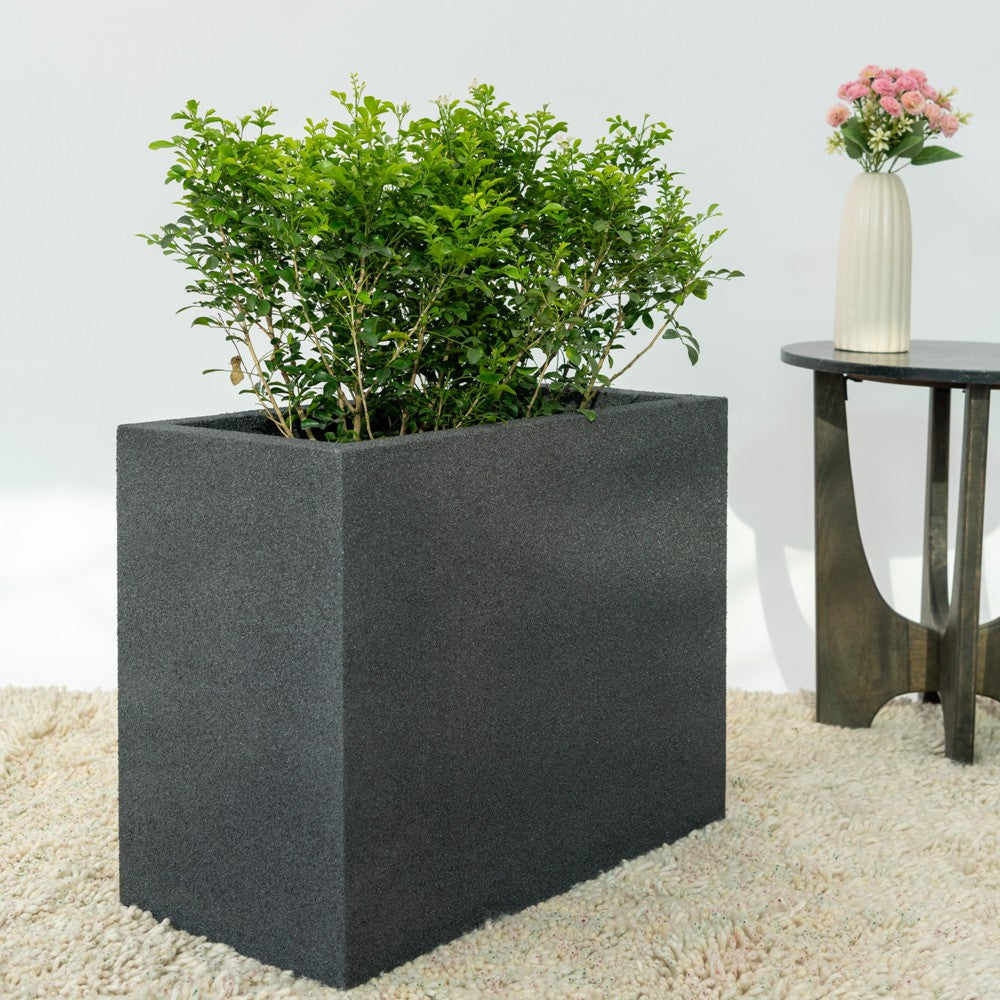 SKU-17 Fiberglass Rectungaler Modern Planter Real Stone Finish