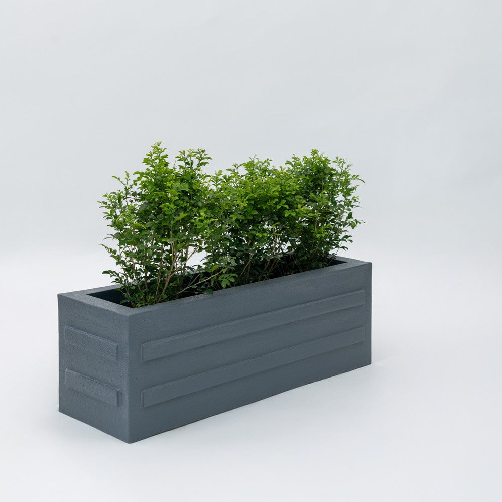 SKU-15 Fiberglass Rectungaler Modern Planter Real Stone Finish