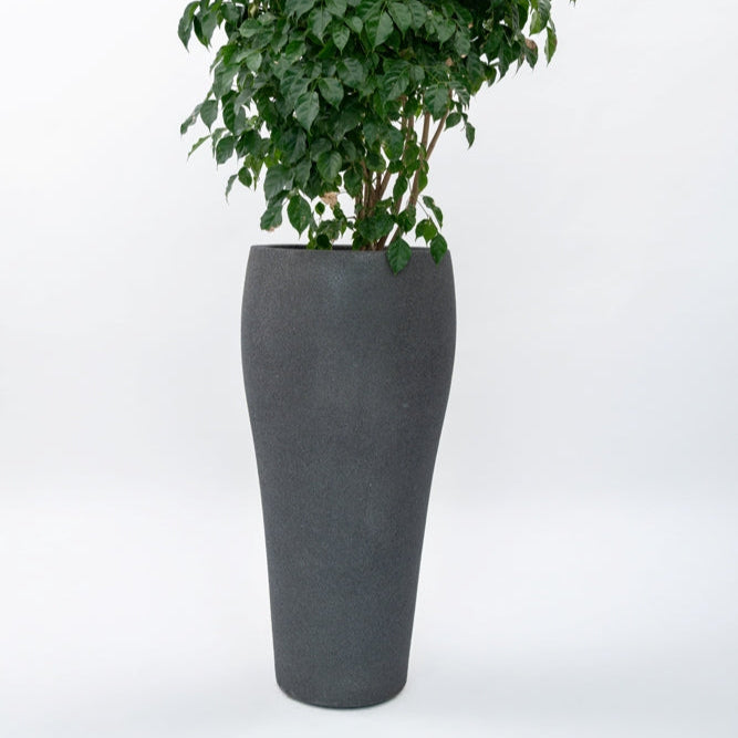 SKU-07 Fiberglass Round Modern Planter Real Stone Finish