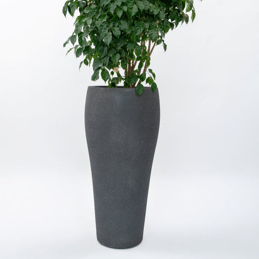 SKU-07 Fiberglass Round Modern Planter Real Stone Finish