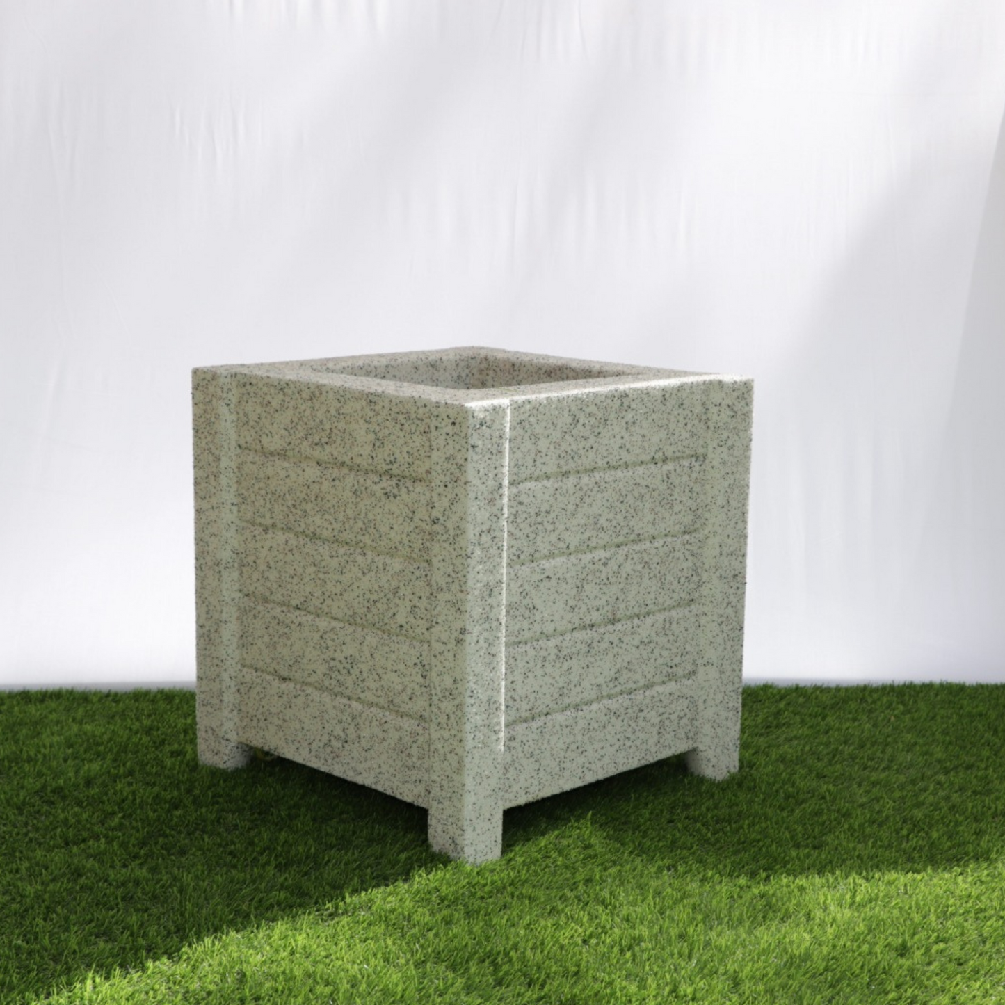 SKU-02 Fiberglass Square Modern Planter Real Stone Finish