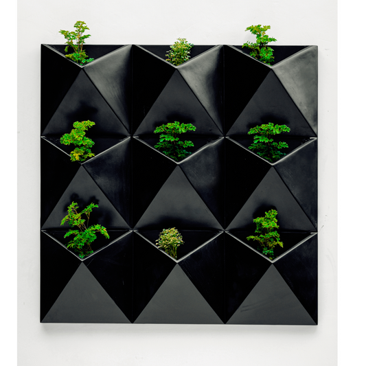 SKU-13 Fiberglass Rectangular 9 Pocket Modern Planter Texture Finish