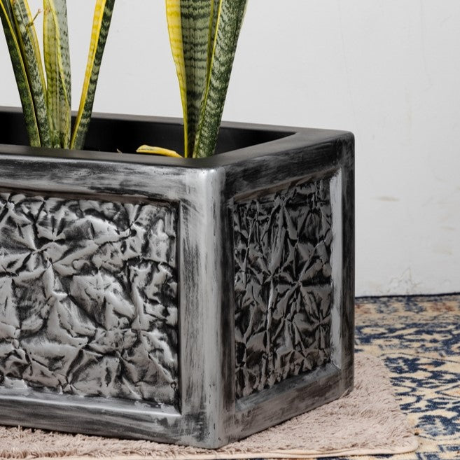 SKU-16 Fiberglass Rectangular Modern Planter Antique Finish