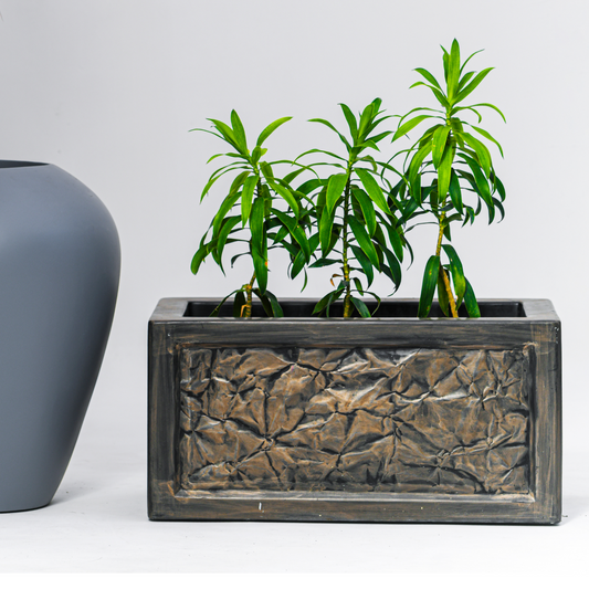SKU-16 Fiberglass Rectangular Modern Planter Antique Finish