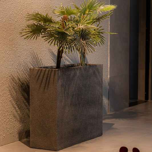 SKU-19 Fiberglass Rectungaler Modern Planter Real Stone Finish