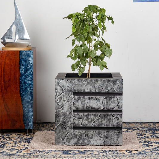 SKU-01 Fiberglass Square Modern Planter Antique Finish
