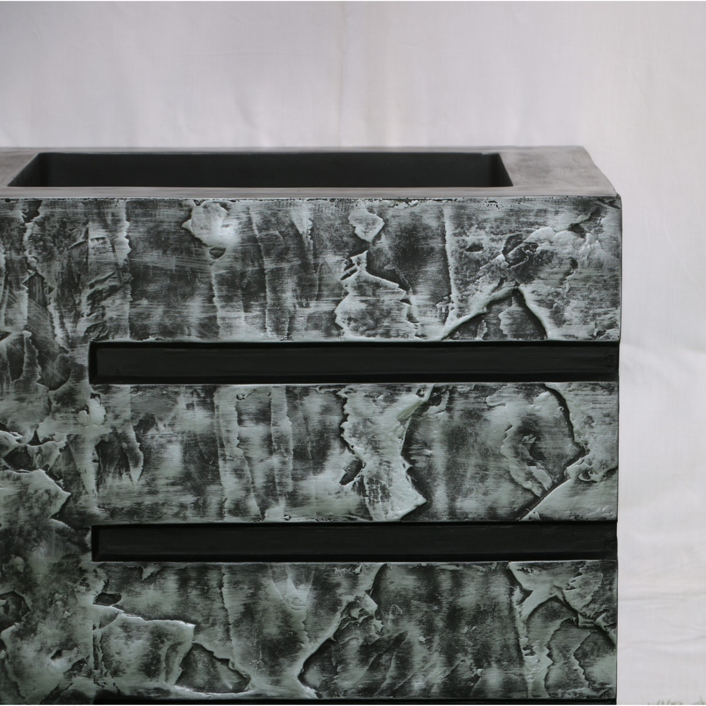 SKU-01 Fiberglass Square Modern Planter Antique Finish