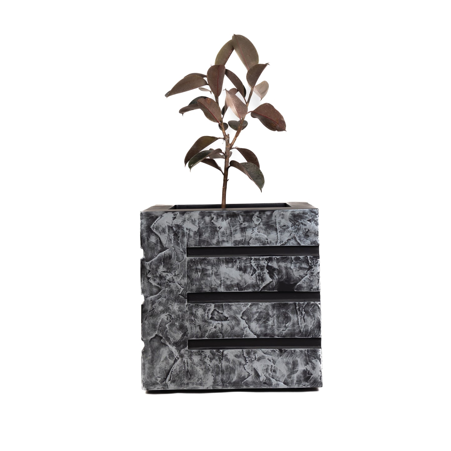 SKU-01 Fiberglass Square Modern Planter Antique Finish