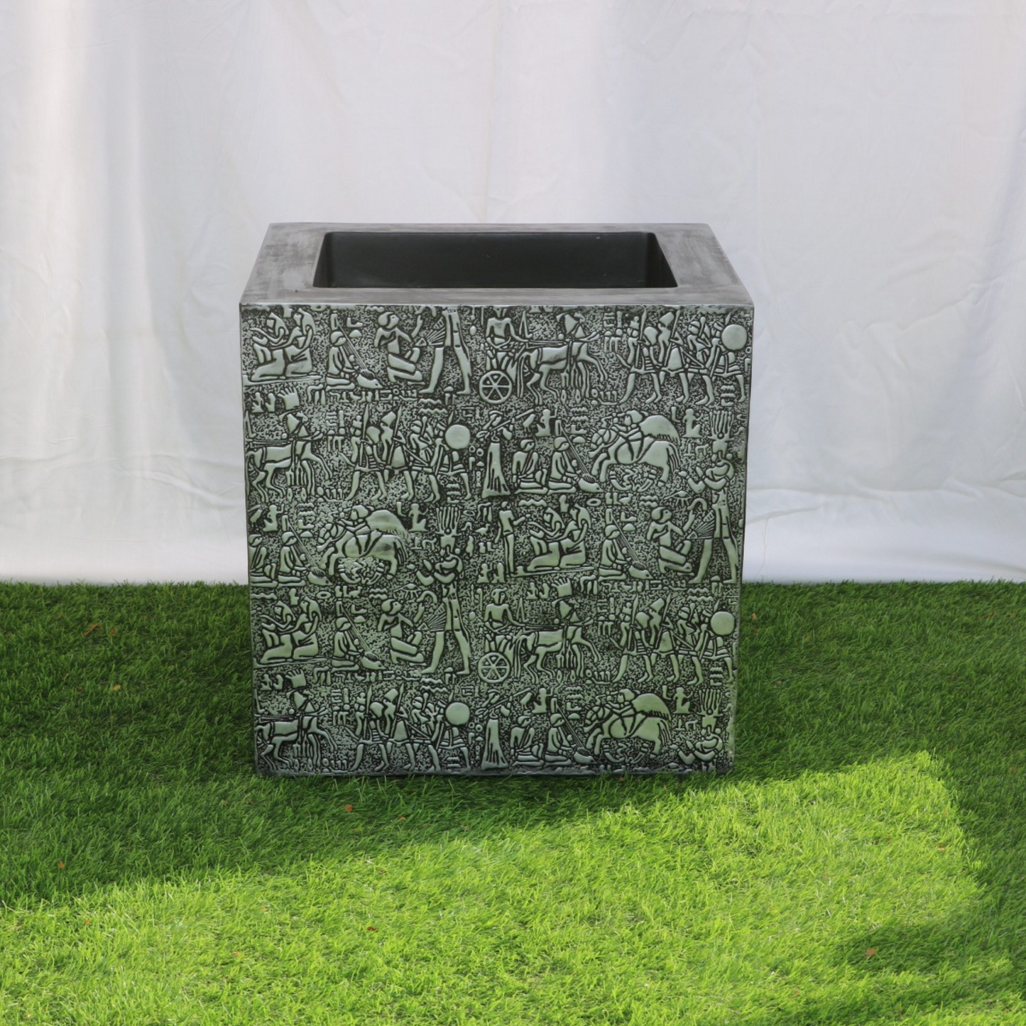 SKU-21 Fiberglass Square Modern Planter Antique Finish