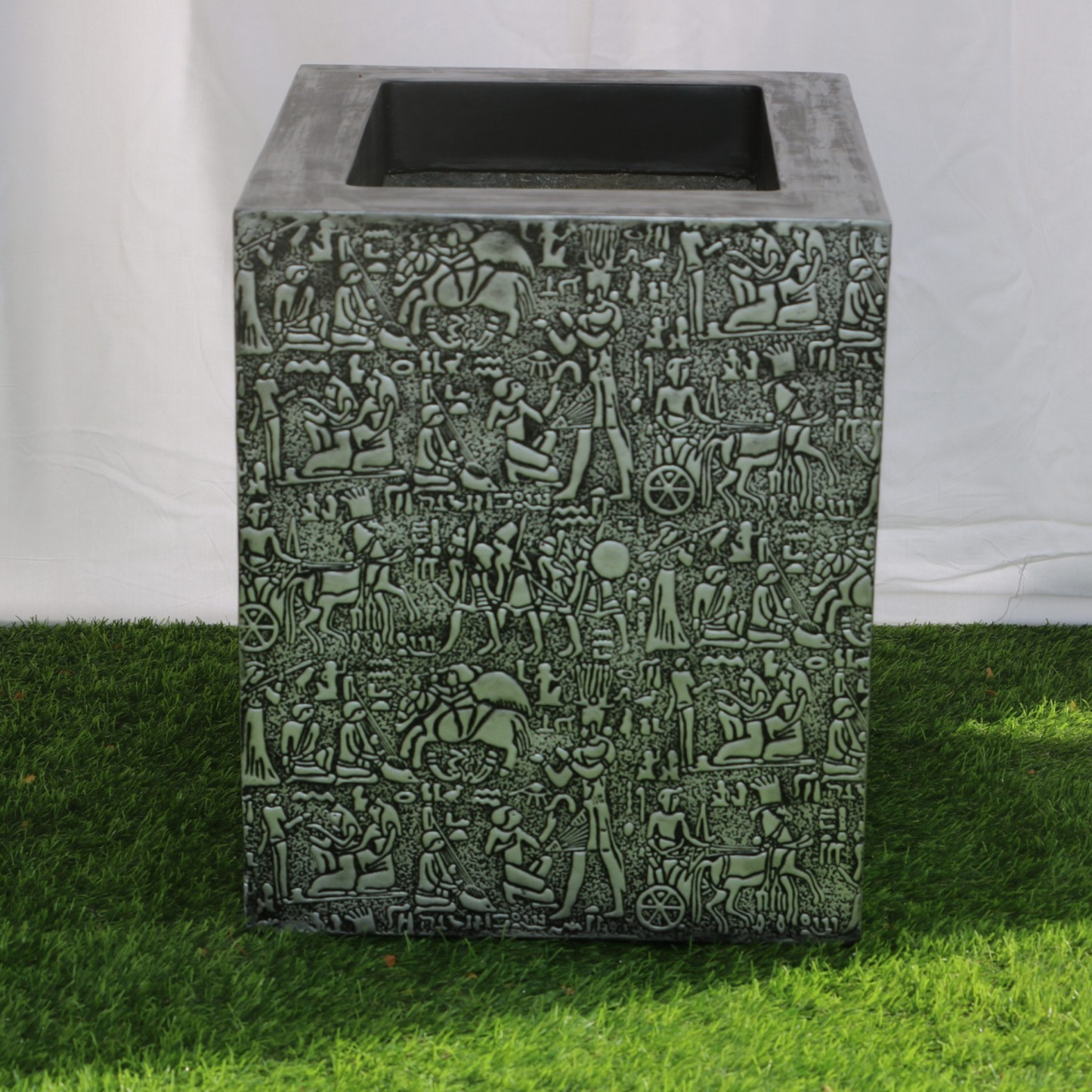 SKU-21 Fiberglass Square Modern Planter Antique Finish