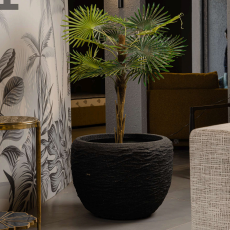 Sku-31 Stone-Texture FRP Planter – Premium Round Designer Pot for Modern Décor